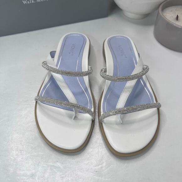 New Vionic Prism Minimalistic Shine Leather Sandals White Women 6.5 M NWB - Picture 7 of 10